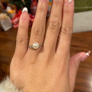 pearl silver ring